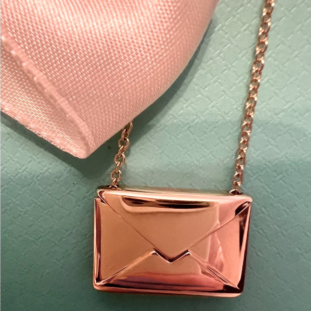Authentic Tiffany and Co. 18k Gold “Sweet Nothings” Rose Gold envelope.